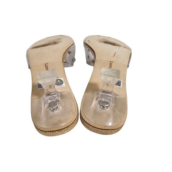 Larroude Vivi Lucite Mule Sandal Size 8.5 Clear Vinyl Swarovski Crystal Low Heel - Picture 8 of 8